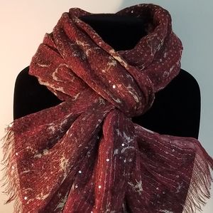 Simply Noelle Long Scarf Burgandy Length 72" W 19"